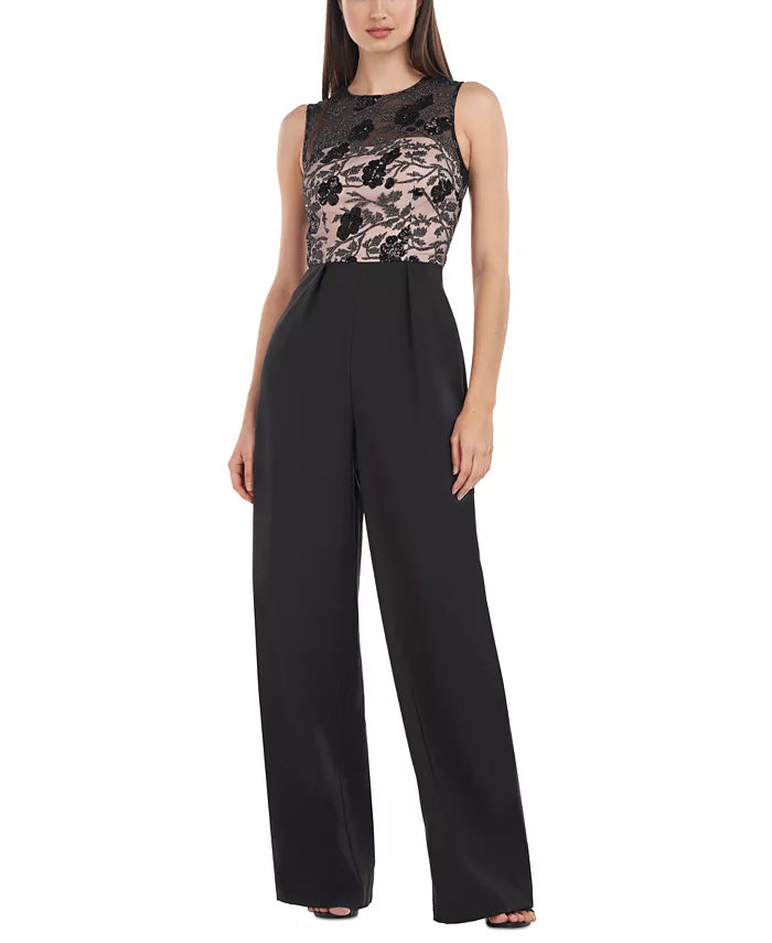 JS Collections Women's Sequined Palazzo Jumpsuit