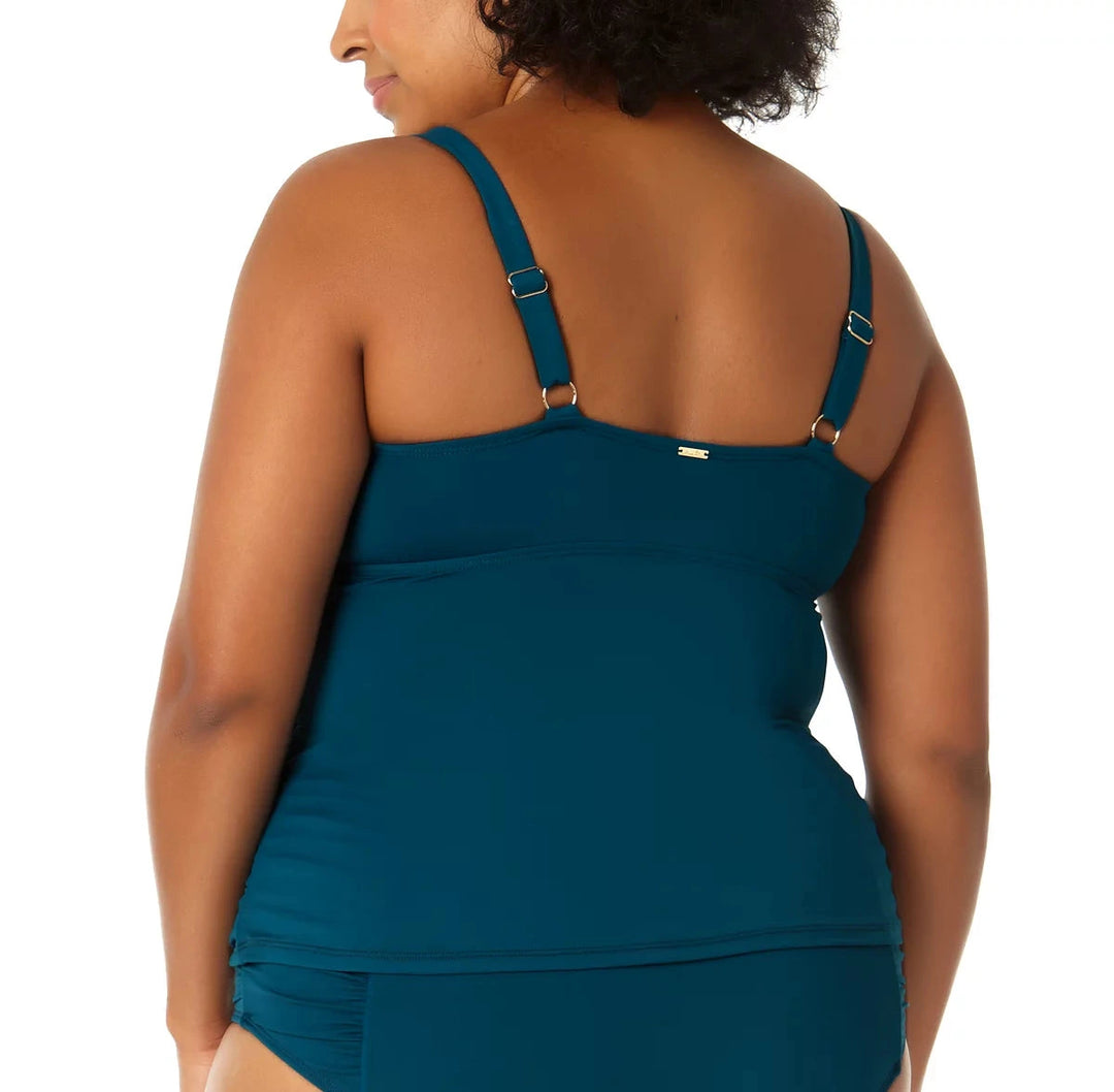 Anne Cole Plus Size Surplice Shirred Tankini Top