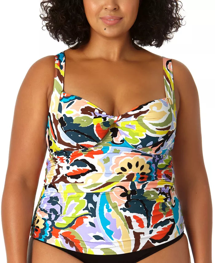 Anne Cole Twisted Printed Tankini Top