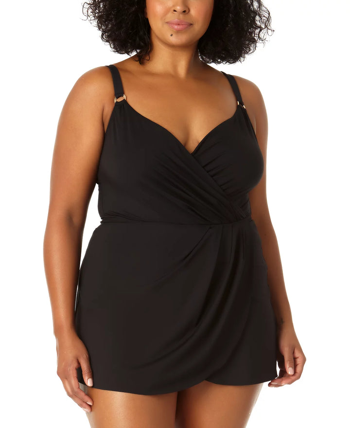 Anne Cole Plus Size Adjustable Surplice Swimdress