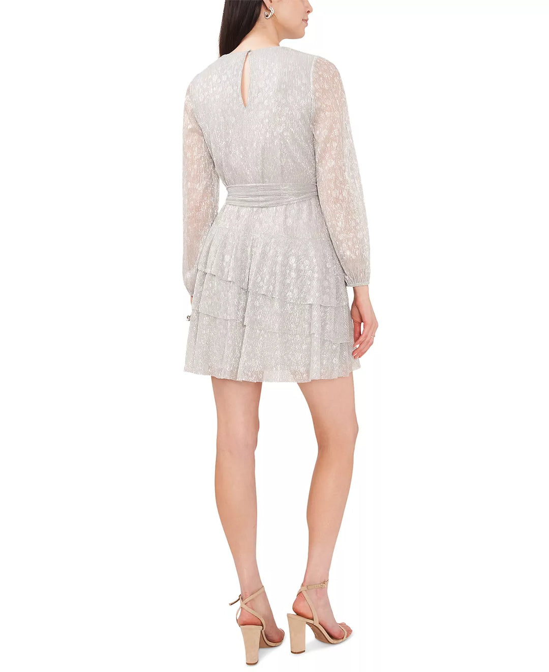 MSK Women's Long-Sleeve Chiffon Tie-Waist Fit & Flare Dress