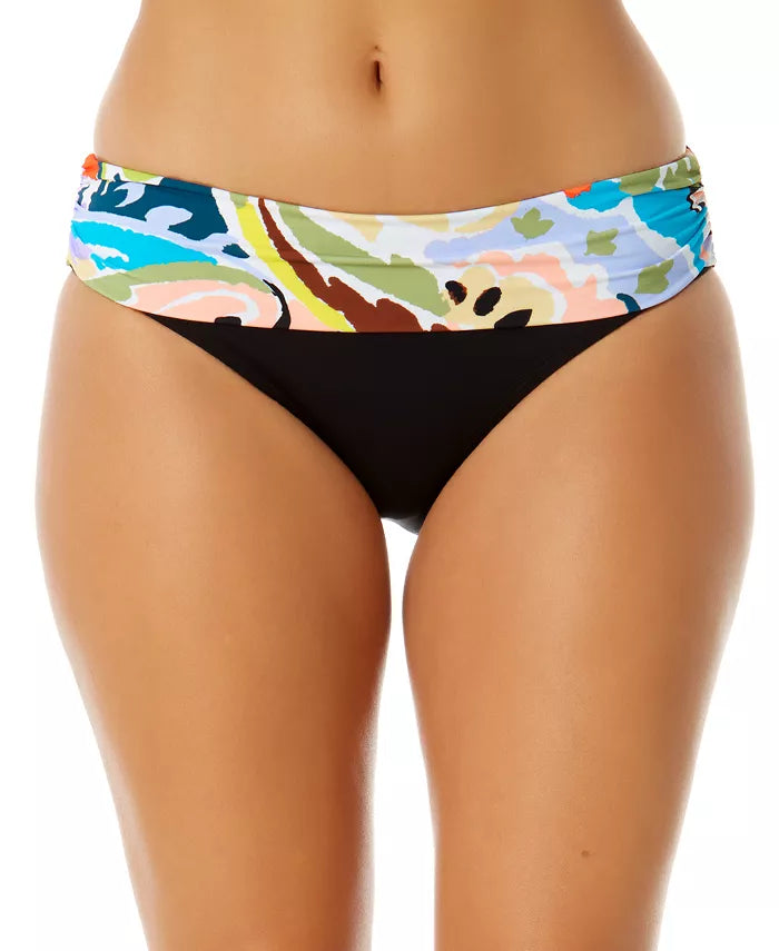 Anne Cole Fold-Over Printed-Waistband Bikini Bottoms