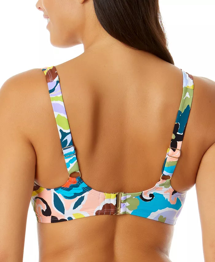 Anne Cole Printed Twist-Front Underwire Bikini Top