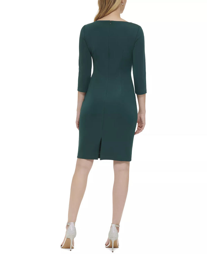 Eliza J Embellished-Side-Buckle Scuba Crepe Dress