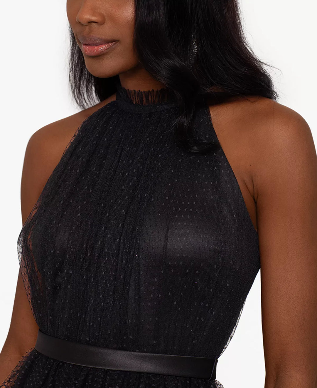 Betsy & Adam Women's Sleeveless Tiered Mesh A-Line Dress