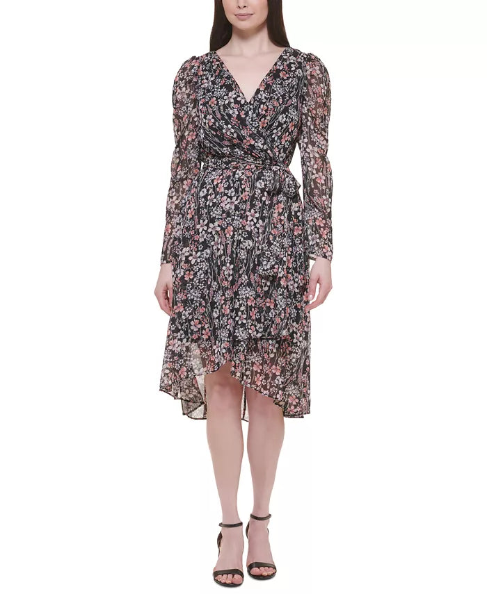 Tommy Hilfiger Petite Floral Side-Tie Chiffon Dress