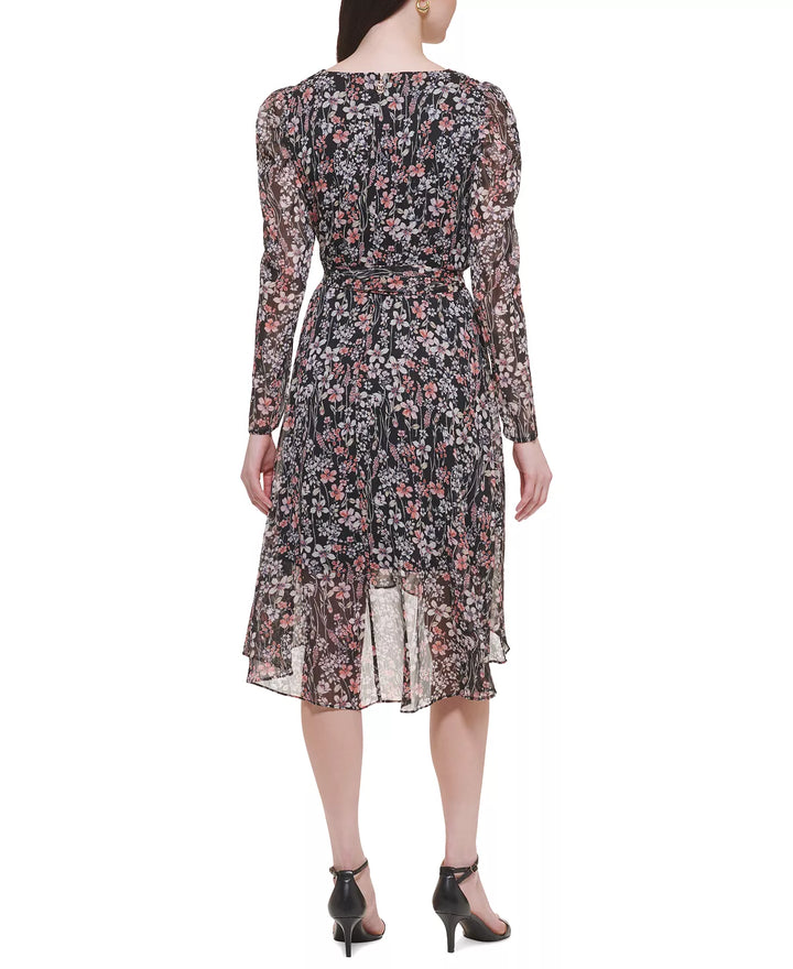 Tommy Hilfiger Petite Floral Side-Tie Chiffon Dress