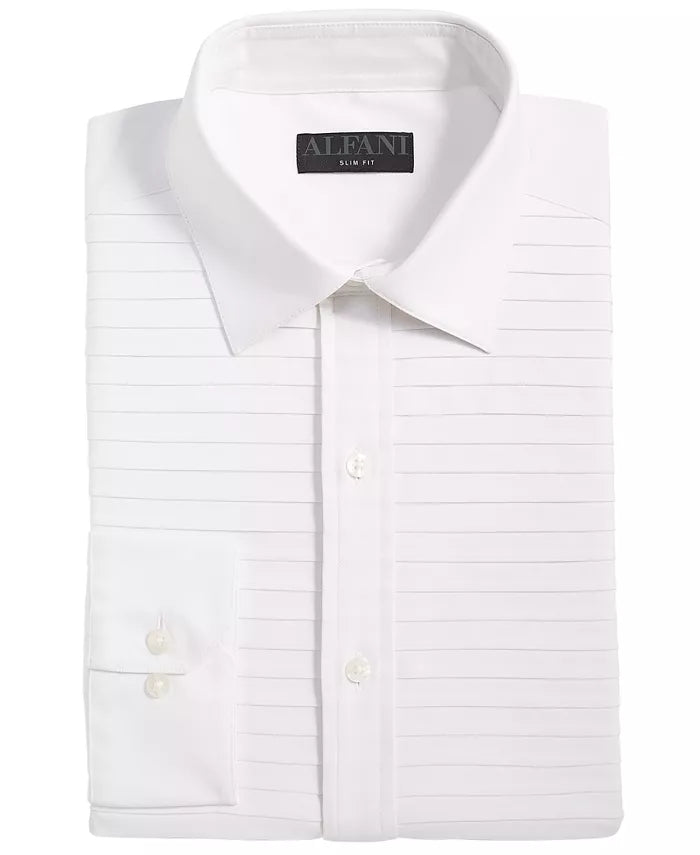 Alfani MEN Slim Fit Horizontal Pleated Panel Formal Shirt