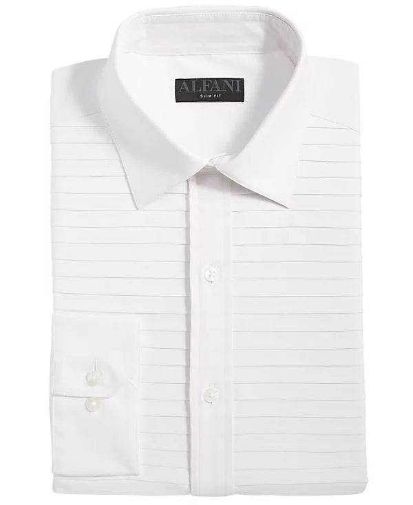 Alfani Men's Slim Fit Horizontal Pleated Panel Formal Shirt