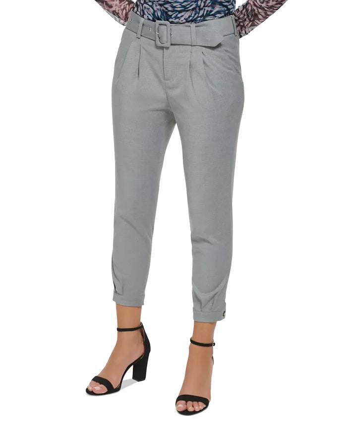 DKNY Pleated Belted Ankle Pants