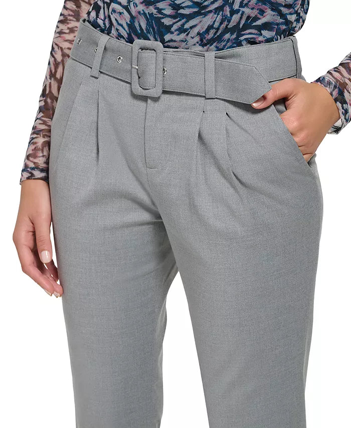 DKNY Pleated Belted Ankle Pants