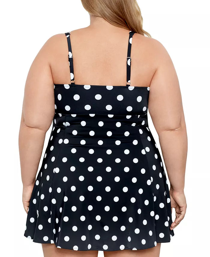 Swim Solutions Plus Size Tummy Control Bow Front Swimdress