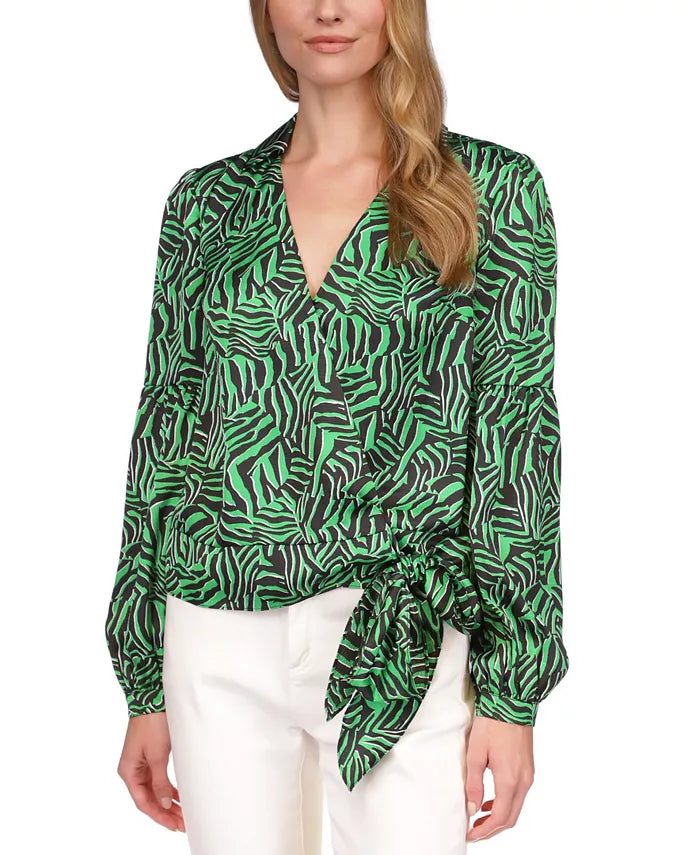 MICHAEL Michael Kors Zebra-Print Wrap Top