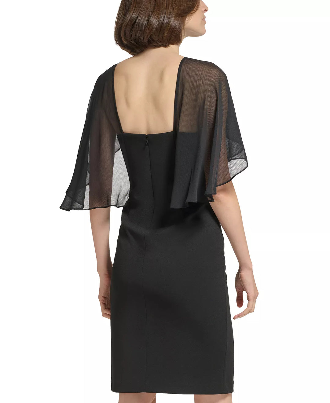 CALVIN KLEIN Jewel-Neck Chiffon-Sleeve Sheath Dress