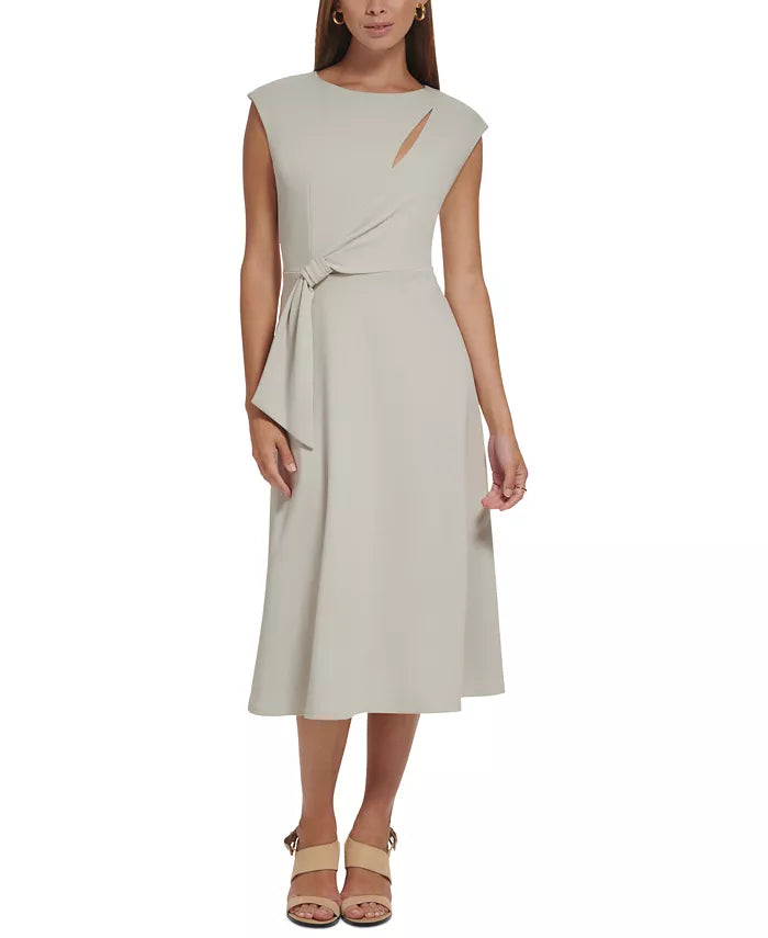 Calvin Klein Keyhole-Cutout Tie-Waist Dress