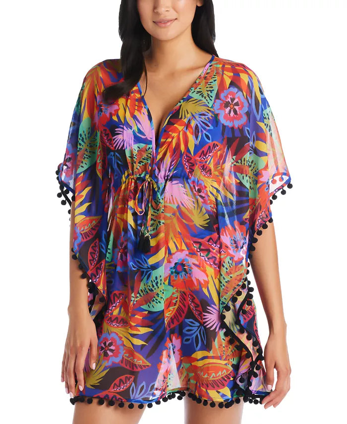 Bleu by Rod Beattie Night Safari Chiffon Caftan Swim Cover-Up