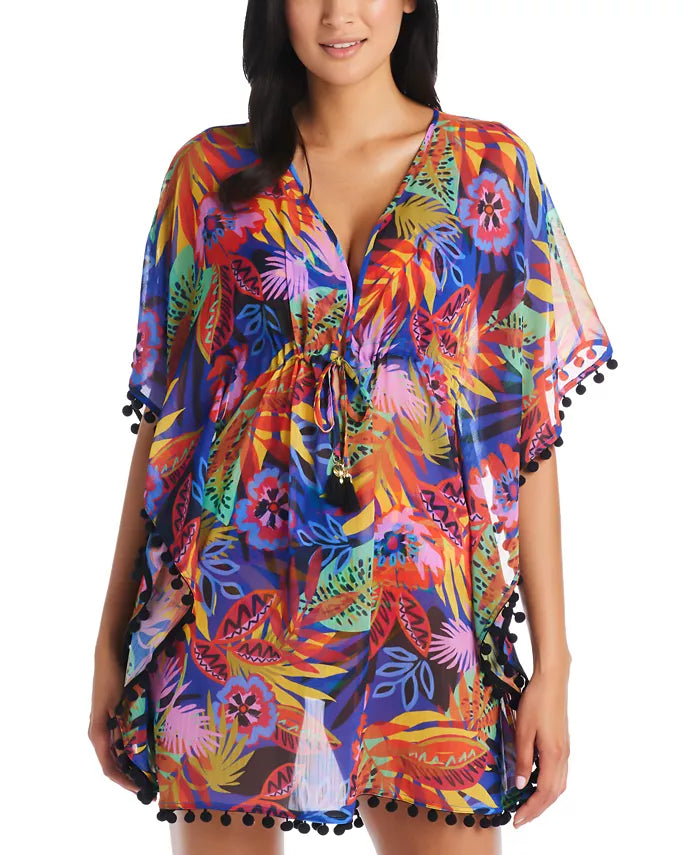 Bleu by Rod Beattie Night Safari Chiffon Caftan Swim Cover-Up