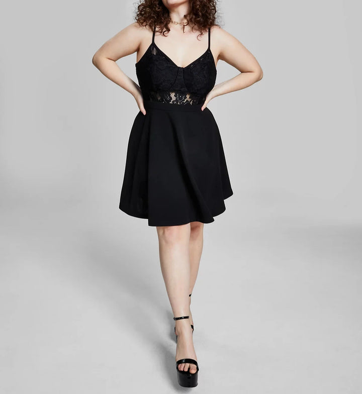 City Studios Lace-Corset Scuba Dress
