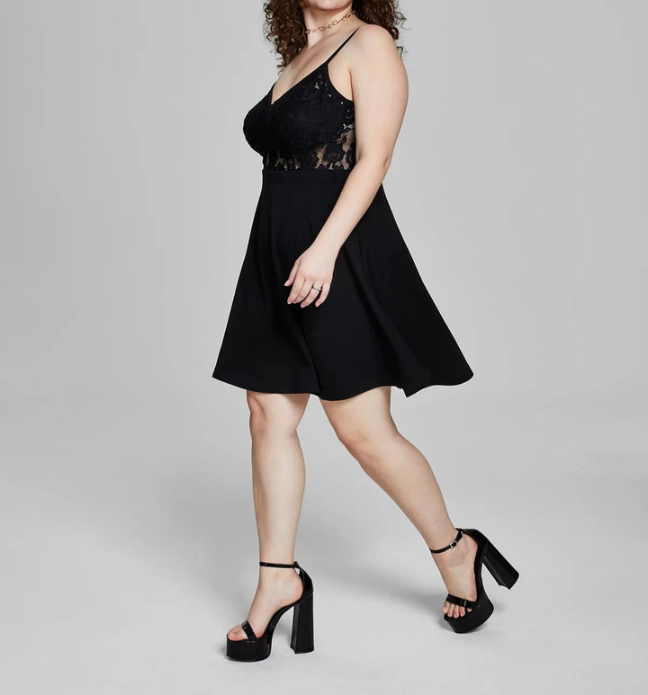 City Studios Lace-Corset Scuba Dress
