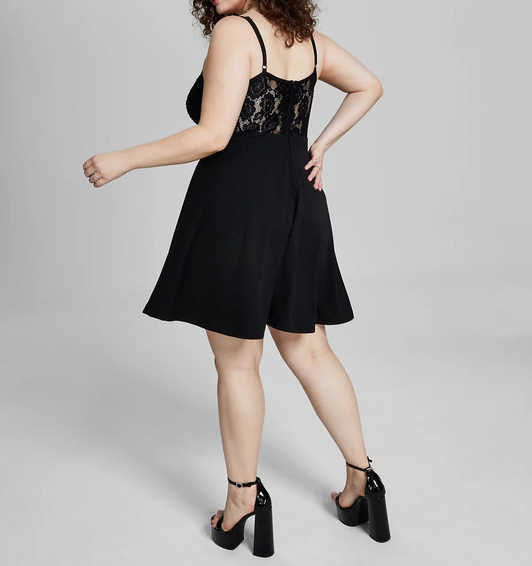 City Studios Lace-Corset Scuba Dress
