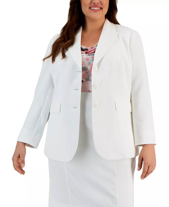 Kasper Plus Size Three-Button Peak Lapel Jacket