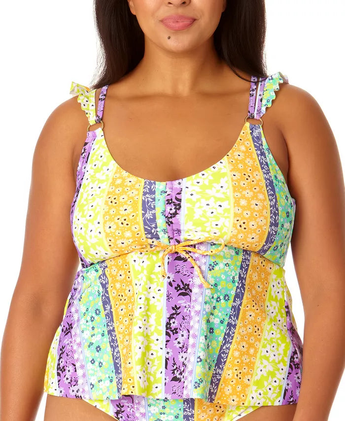 California Sunshine Printed Flyaway Tankini Swim Top