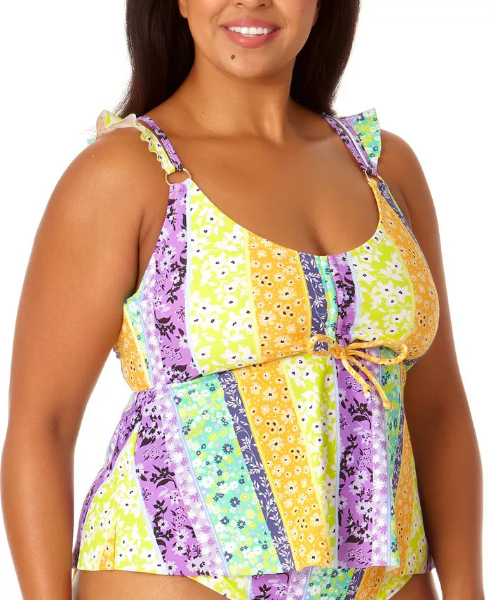 California Sunshine Printed Flyaway Tankini Swim Top