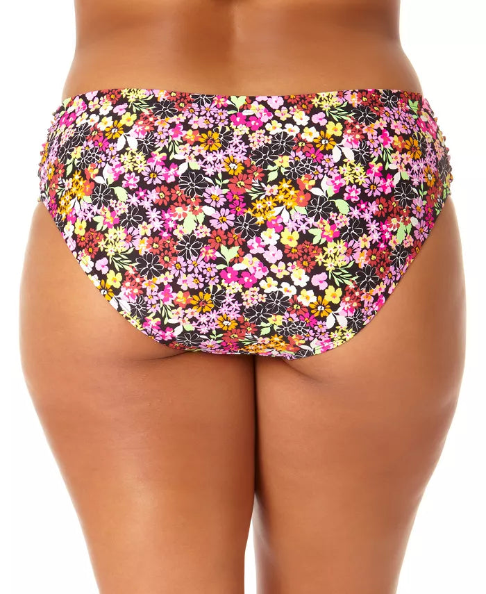 California Sunshine Juniors' Plus Size Floral-Print Side-Ruched Swim Bottoms