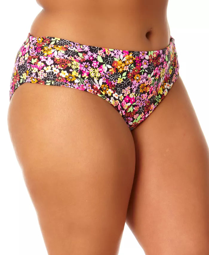 California Sunshine Juniors' Plus Size Floral-Print Side-Ruched Swim Bottoms