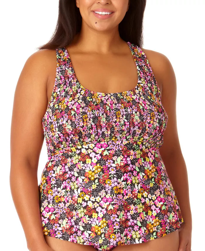 California Sunshine Fly Away Floral-Print Tankini Top