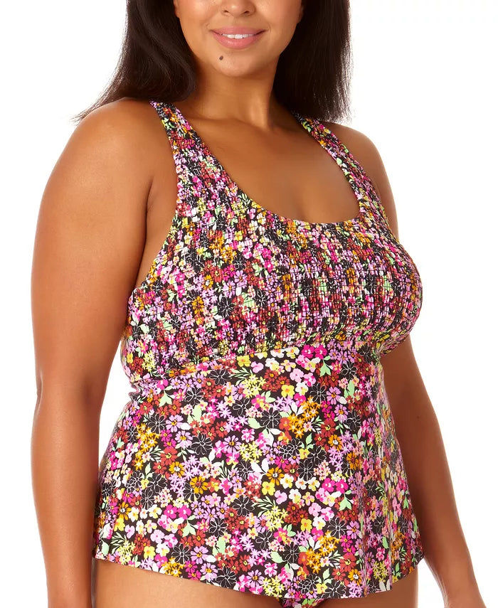 California Sunshine Fly Away Floral-Print Tankini Top