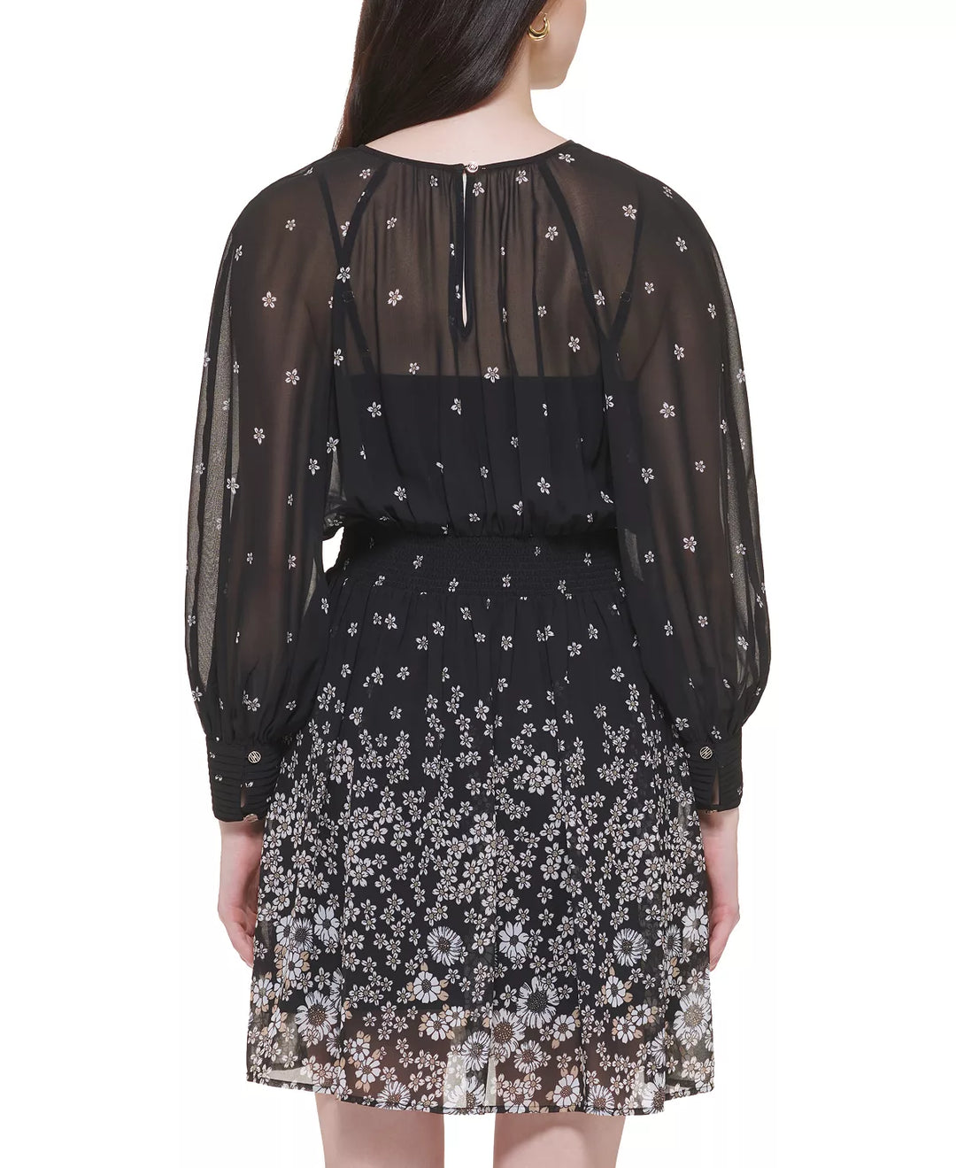 Tommy Hilfiger Smocked-Waist Printed Chiffon Dress