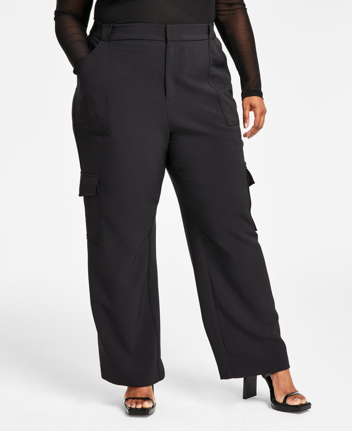 Nina Parker Trendy Plus Size Wide-Leg Utility Cargo Pants