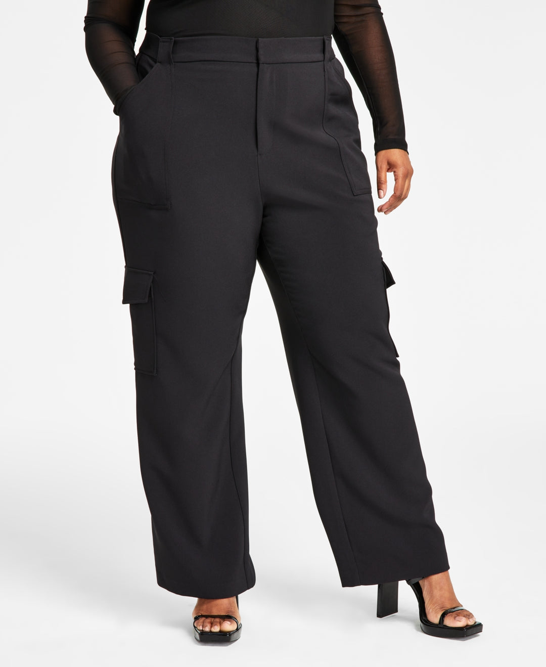 Nina Parker Trendy Plus Size Wide-Leg Utility Cargo Pants