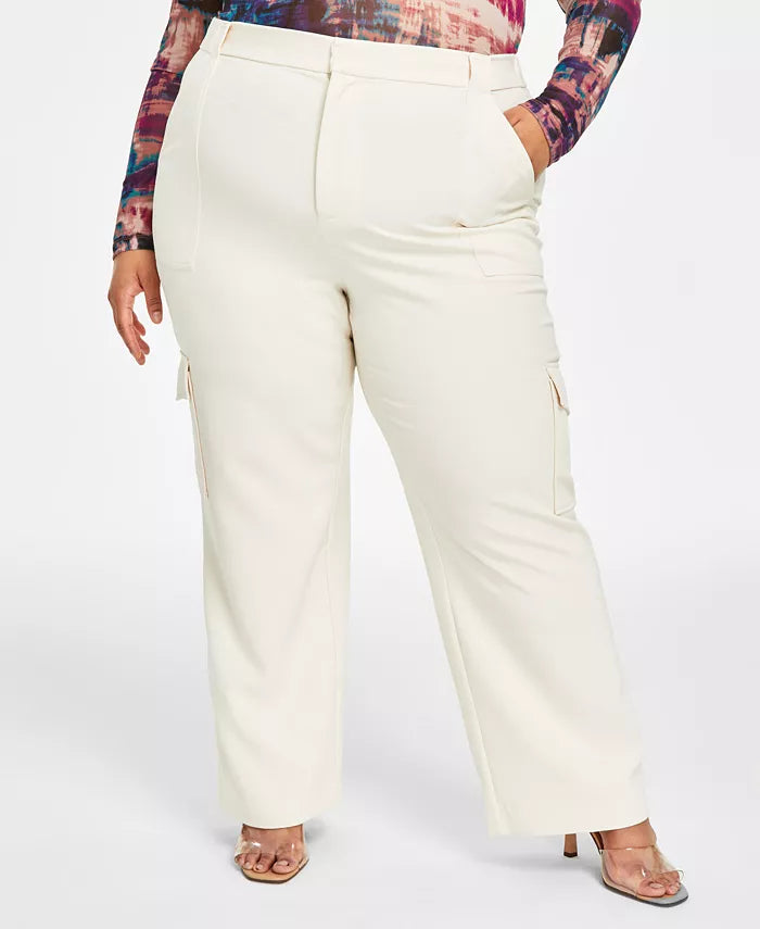 Nina Parker Trendy Plus Size Wide-Leg Utility Cargo Pants