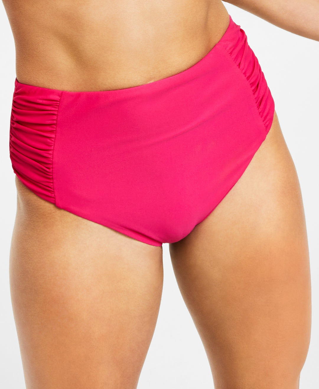 Bar III Shirred High-Rise Bikini Bottoms