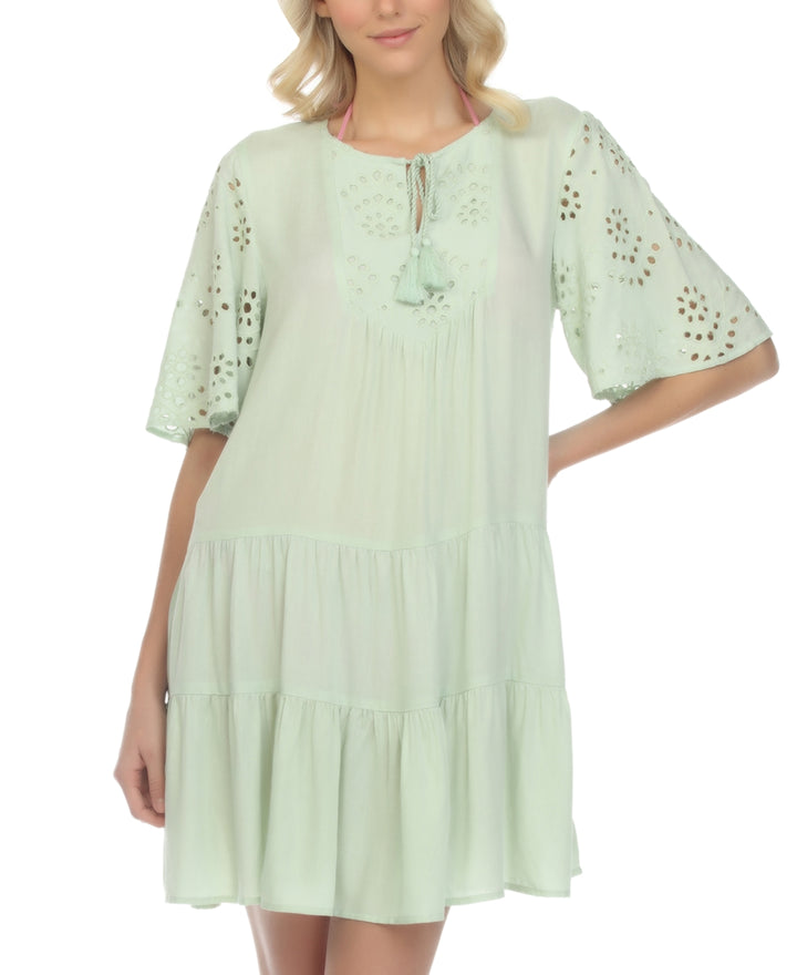 Raviya Eyelet Tiered Swim Cover-Up Dress