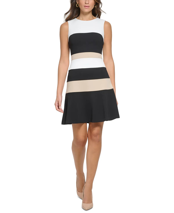 Tommy Hilfiger Petite Colorblocked Scuba Crepe Sleeveless Dress
