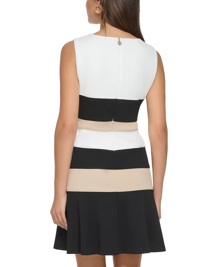 Tommy Hilfiger Petite Colorblocked Scuba Crepe Sleeveless Dress