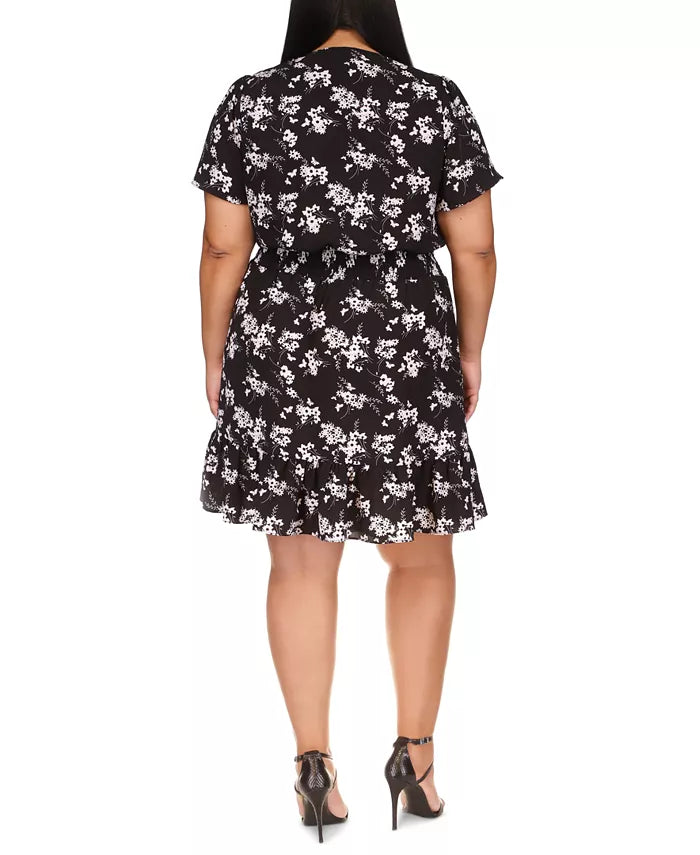 MICHAEL MICHAEL KORS Plus Size Floral-Print Faux-Wrap Dress