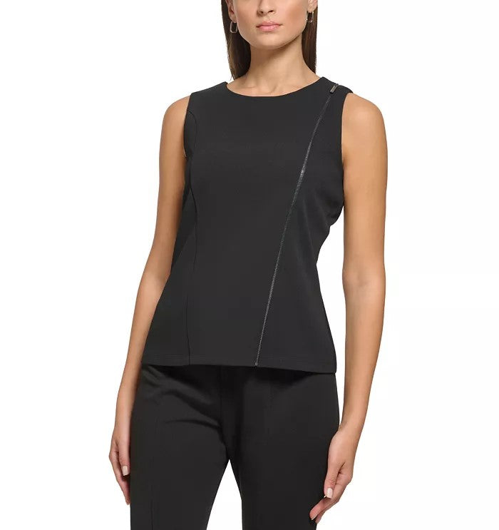 DKNY Sleeveless Asymmetrical Zippered Top