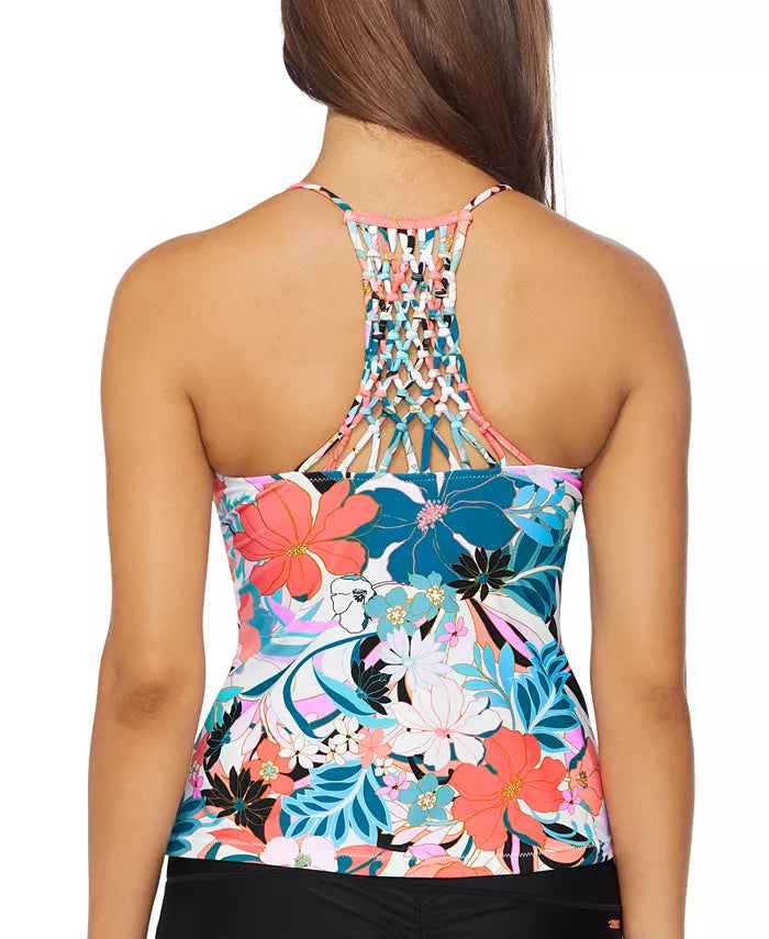 Raisins Juniors' Floral Strappy-Back Tankini Top