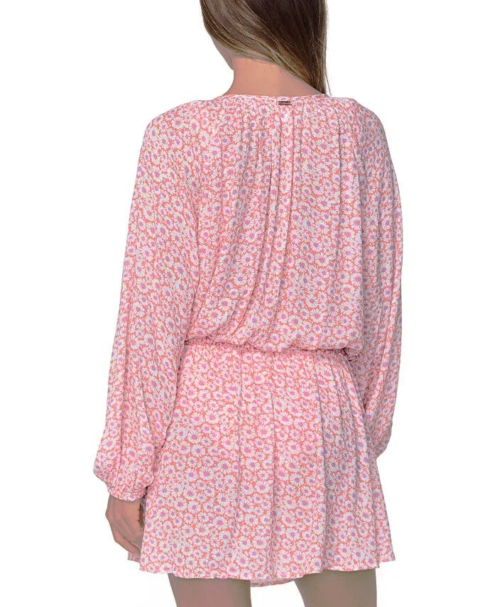 Raisins Juniors' Maui Printed Long-Sleeve Dress Cover-Up