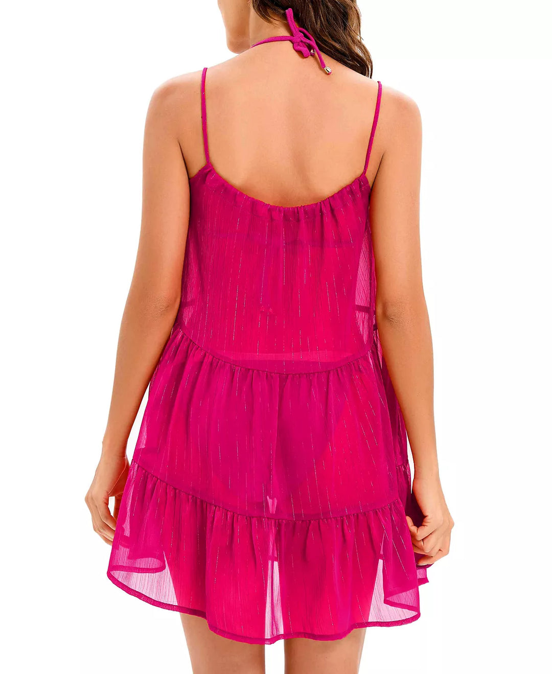 Lucky Brand Moonshadow Metallic Tiered Crinkled Dress Cover-Up