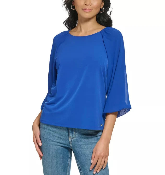 Calvin Klein 3/4 Chiffon Sleeve Blouse