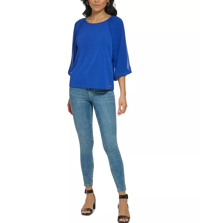 Calvin Klein 3/4 Chiffon Sleeve Blouse
