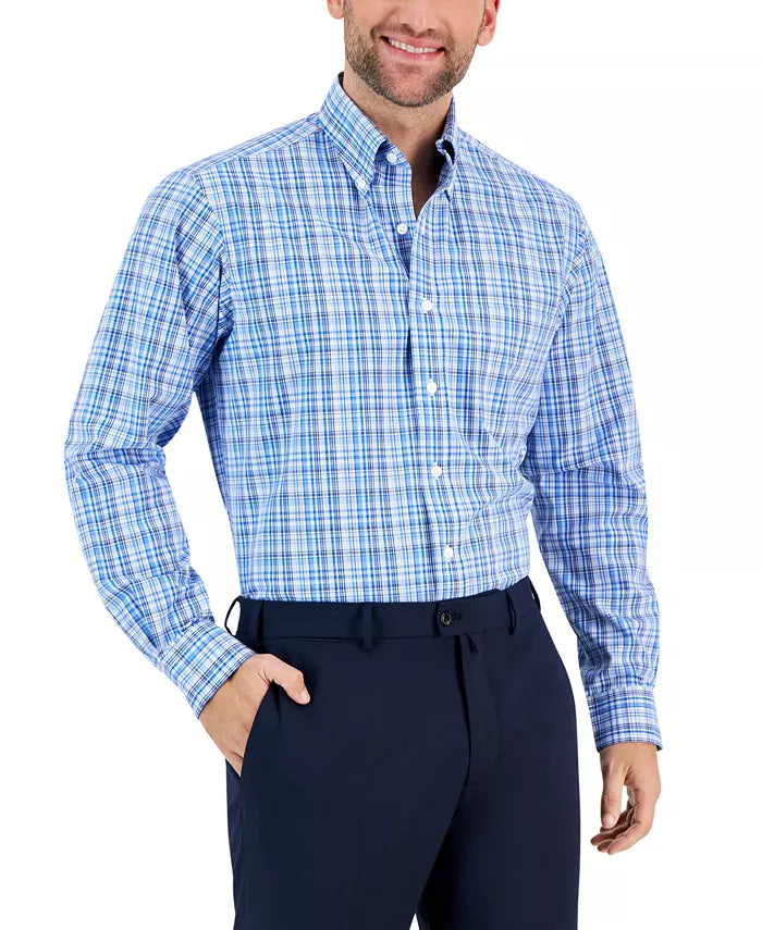 Club Room MEN's Regular Fit Peter Plaid Dress Shirt