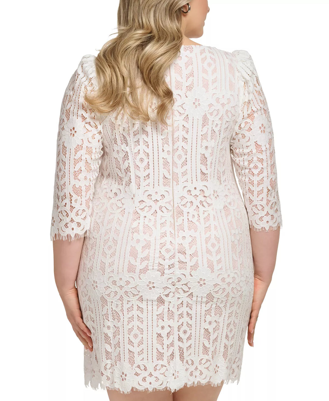 Jessica Howard Plus Size Boat-Neck Lace Shift Dress