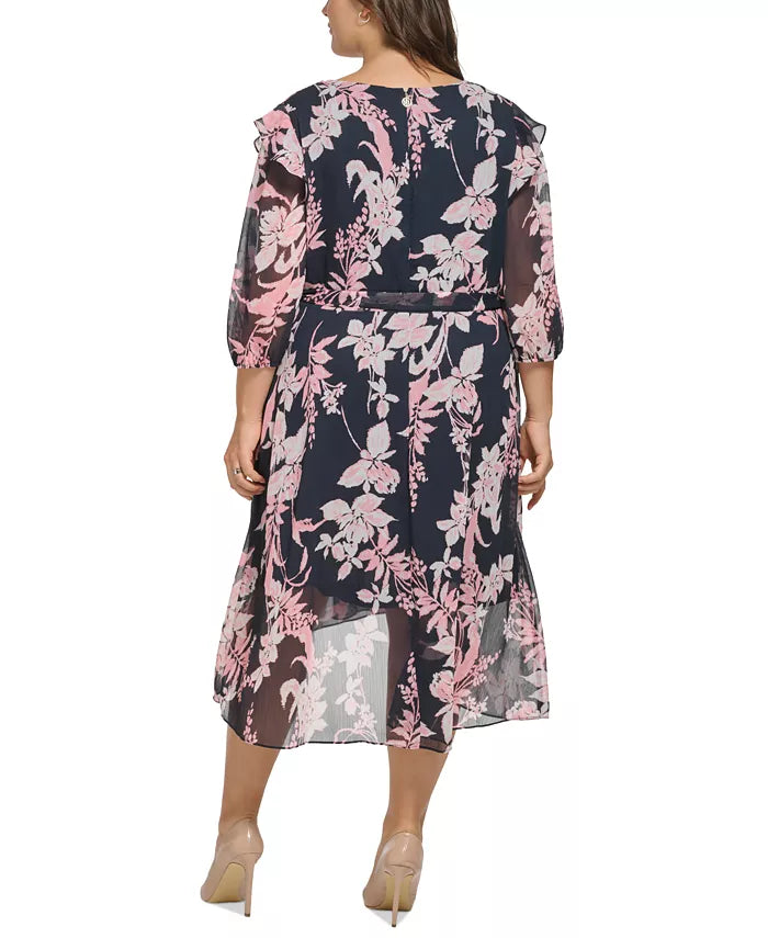 Tommy Hilfiger Plus Size Printed Faux-Wrap Dress