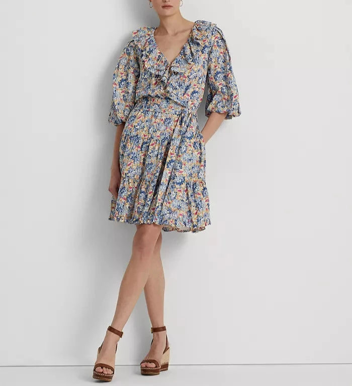 Lauren Ralph Lauren Floral Ruffle-Trim Cotton Voile Dress